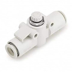 SMC PNEUMATICS - Speed & Flow Control Valves Valve Type: Flow Control Offset Inline Male Thread Size: 1/4 - Eagle Tool & Supply