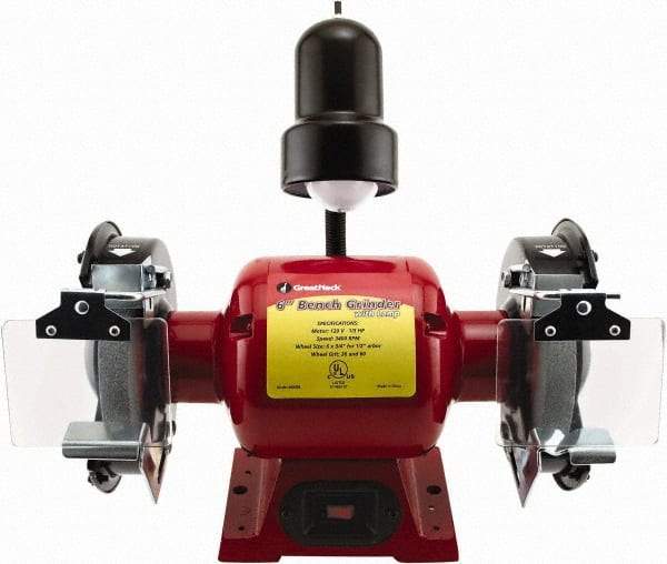 Value Collection - 6" Wheel Diam x 3/4" Wheel Width, 1/3 hp Bench Grinder - 1 Phase, 3,400 Max RPM, 120 Volts - Eagle Tool & Supply