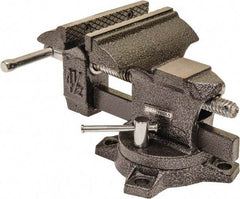 OEM Tools - 4-1/2" Jaw Width, 4-1/2" Opening Capacity, 1-3/4" Throat Depth, Cast Iron Swivel Bench Vise - Bolt Down Base Attachment - Eagle Tool & Supply