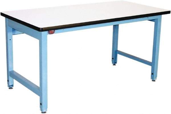 Proline - 72 Wide x 30" Deep x 36" High, Plastic Laminate Workbench - Adjustable Height Legs, Blue - Eagle Tool & Supply
