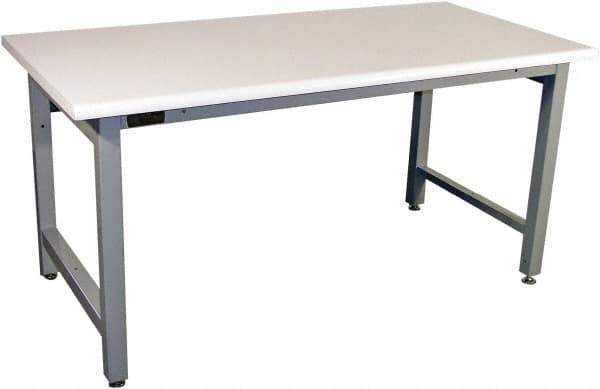 Proline - 72 Wide x 30" Deep x 36" High, Plastic Laminate Workbench - Adjustable Height Legs, Gray - Eagle Tool & Supply