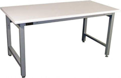 Proline - 72 Wide x 30" Deep x 36" High, Plastic Laminate Workbench - Adjustable Height Legs, Gray - Eagle Tool & Supply
