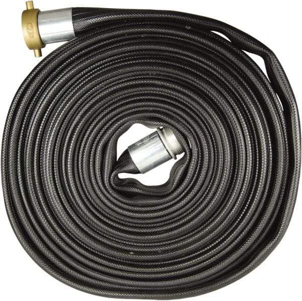 Dixon Valve & Coupling - 1-1/2" ID, 200 Working psi, Black Nitrile Fire Hose - Male x Female NST (NH) Ends, 100' Long, 600 Burst psi - Eagle Tool & Supply