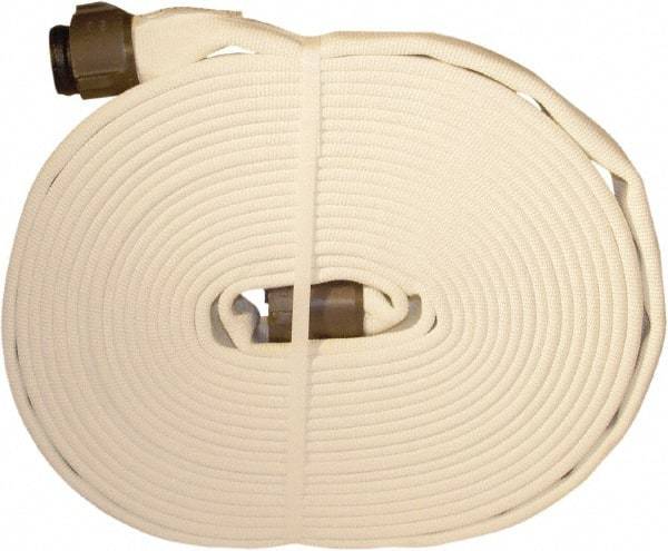 Dixon Valve & Coupling - 2-1/2" ID, 360 Working psi, White Polyester Fire Hose - Male x Female NST (NH) Ends, 100' Long, 1,080 Burst psi - Eagle Tool & Supply