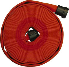 Dixon Valve & Coupling - 1-1/2" ID, 225 Working psi, Orange Polyester/Rubber Fire Hose, Single Jacket - Male x Female NPSH Ends, 50' Long, 675 Burst psi - Eagle Tool & Supply