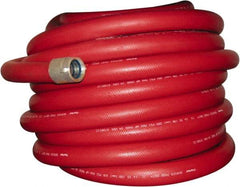 Dixon Valve & Coupling - 1-1/2" ID, 225 Working psi, Red Polyester/Rubber Fire Hose, Single Jacket - Male x Female NPSH Ends, 50' Long, 675 Burst psi - Eagle Tool & Supply