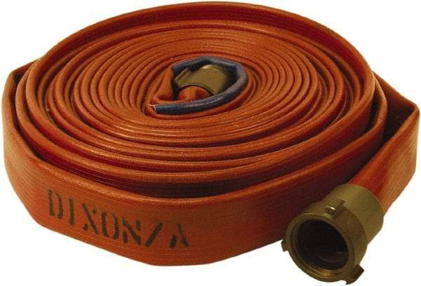 Dixon Valve & Coupling - 1" ID, 225 Working psi, White Polyester/Rubber Fire Hose, Single Jacket - Male x Female NPSH Ends, 100' Long, 675 Burst psi - Eagle Tool & Supply