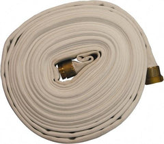 Dixon Valve & Coupling - 1-1/2" ID, 135 Working psi, White Polyester/Rubber Fire Hose, Single Jacket - Male x Female NST (NH) Ends, 100' Long, 405 Burst psi - Eagle Tool & Supply