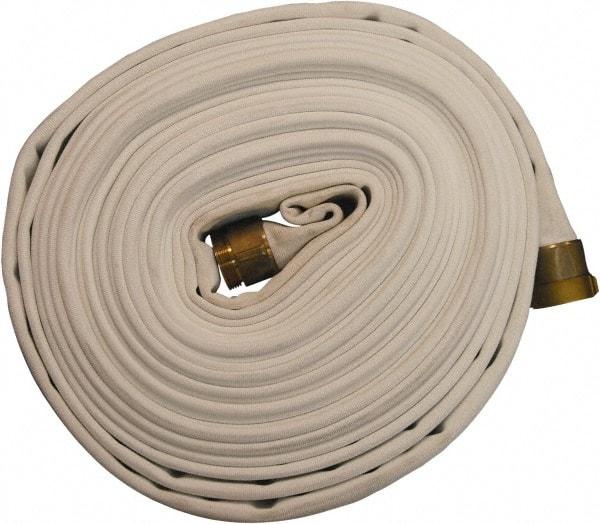 Dixon Valve & Coupling - 1-1/2" ID, 225 Working psi, White Polyester Fire Hose - Male x Female NST (NH) Ends, 100' Long, 675 Burst psi - Eagle Tool & Supply