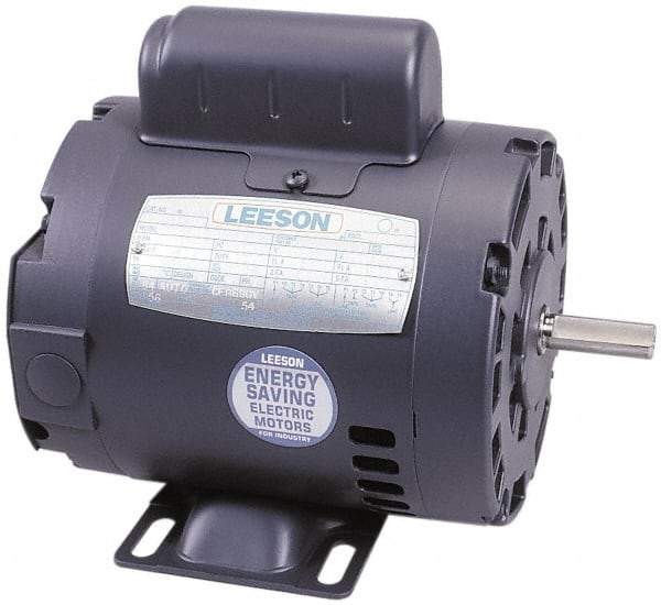 Leeson - 1-1/2 Max hp, 1,740 Max RPM, Electric AC DC Motor - 115, 208, 230 V Input, Single Phase, 145T Frame - Eagle Tool & Supply