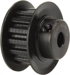 Power Drive - 16 Tooth, 1/4" Inside x 1" Outside Diam, Timing Belt Pulley - 1/4, 3/8" Belt Width, 1.019" Pitch Diam, Steel & Cast Iron - Eagle Tool & Supply