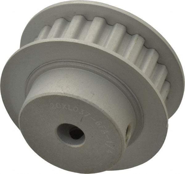 Power Drive - 20 Tooth, 1/4" Inside x 1.253" Outside Diam, Timing Belt Pulley - 1/4, 3/8" Belt Width, 1.273" Pitch Diam, Steel & Cast Iron - Eagle Tool & Supply