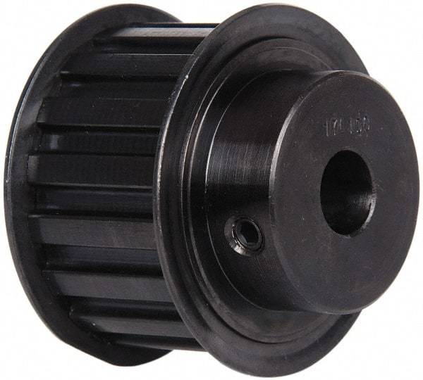 Power Drive - 17 Tooth, 1/2" Inside x 2" Outside Diam, Timing Belt Pulley - 1" Belt Width, 2.029" Pitch Diam, Steel & Cast Iron - Eagle Tool & Supply