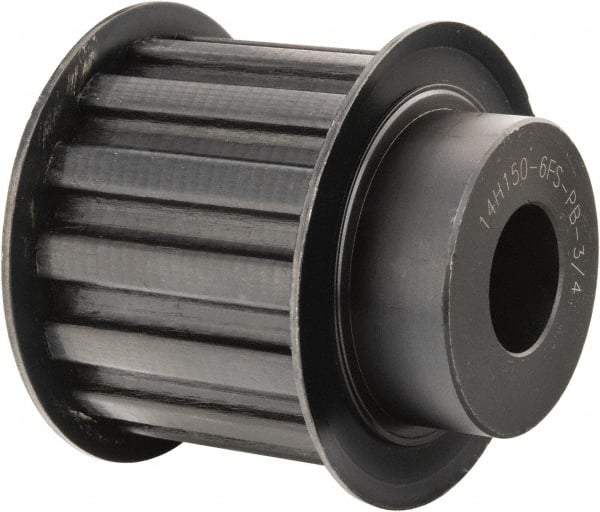 Power Drive - 14 Tooth, 3/4" Inside x 2.174" Outside Diam, Timing Belt Pulley - 1-1/2" Belt Width, 2.228" Pitch Diam, Steel & Cast Iron - Eagle Tool & Supply