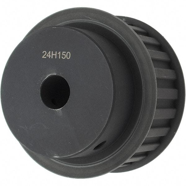 Power Drive - 24 Tooth, 3/4" Inside x 3.766" Outside Diam, Timing Belt Pulley - 1-1/2" Belt Width, 3.82" Pitch Diam, Steel & Cast Iron - Eagle Tool & Supply
