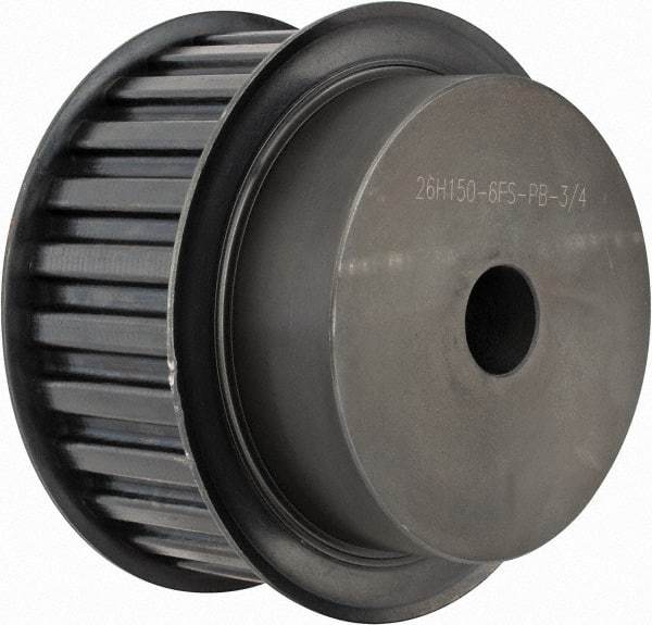 Power Drive - 26 Tooth, 3/4" Inside x 4.084" Outside Diam, Timing Belt Pulley - 1-1/2" Belt Width, 4.138" Pitch Diam, Steel & Cast Iron - Eagle Tool & Supply