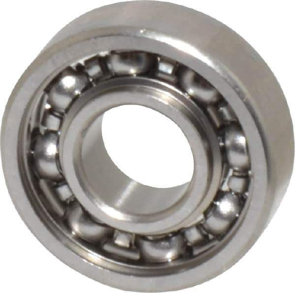 Value Collection - 3/32" Bore Diam, 5/16" OD, Open Miniature Radial Ball Bearing - 7/64" Wide, 1 Row, Round Bore, 40 Lb Static Capacity, 124 Lb Dynamic Capacity - Eagle Tool & Supply