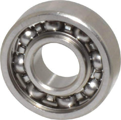 Value Collection - 3/64" Bore Diam, 5/32" OD, Open Miniature Radial Ball Bearing - 1/16" Wide, 1 Row, Round Bore, 9 Lb Static Capacity, 31 Lb Dynamic Capacity - Eagle Tool & Supply