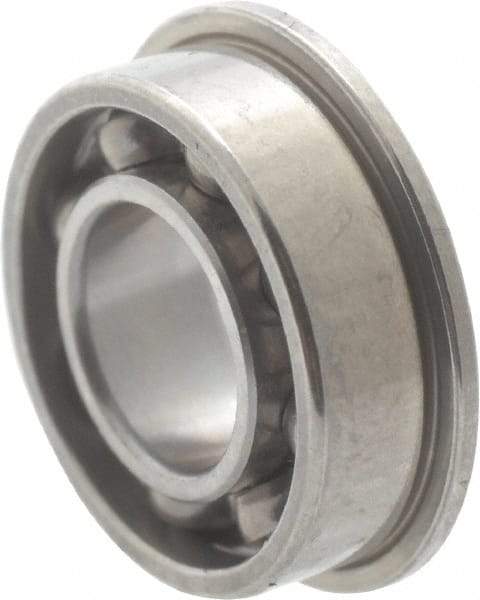 Value Collection - 1/8" Bore Diam, 5/16" OD, Open Miniature Radial Ball Bearing - 7/64" Wide, With Flange, 1 Row, Round Bore, 40 Lb Static Capacity, 124 Lb Dynamic Capacity - Eagle Tool & Supply