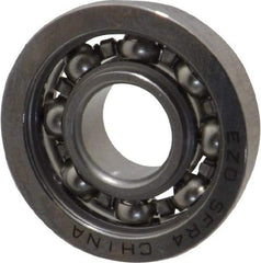 Value Collection - 1/4" Bore Diam, 5/8" OD, Open Miniature Radial Ball Bearing - 0.196" Wide, With Flange, 1 Row, Round Bore, 128 Lb Static Capacity, 335 Lb Dynamic Capacity - Eagle Tool & Supply