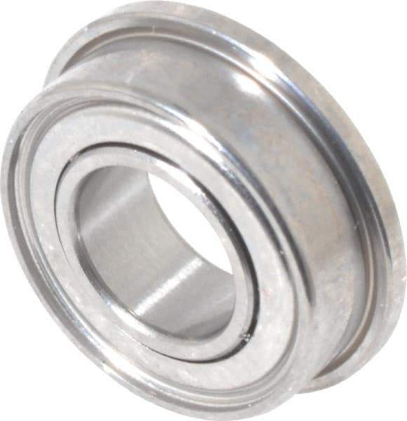 Value Collection - 3/16" Bore Diam, 3/8" OD, Double Shield Miniature Radial Ball Bearing - 1/8" Wide, With Flange, 1 Row, Round Bore, 56 Lb Static Capacity, 160 Lb Dynamic Capacity - Eagle Tool & Supply