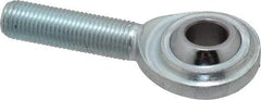 Made in USA - 3/8" ID, 1" Max OD, 5,100 Lb Max Static Cap, Plain Male Spherical Rod End - 3/8-24 RH, Steel with Steel Raceway - Eagle Tool & Supply