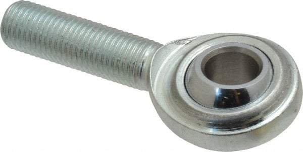 Made in USA - 7/16" ID, 1-1/8" Max OD, 6,402 Lb Max Static Cap, Plain Male Spherical Rod End - 7/16-20 RH, Steel with Steel Raceway - Eagle Tool & Supply