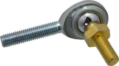 Made in USA - 1/4" ID, 3/4" Max OD, 2,225 Lb Max Static Cap, Male Spherical Rod End with Stud - 1/4-28 RH, Steel with Steel Raceway - Eagle Tool & Supply