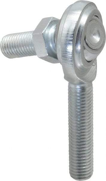 Made in USA - 5/16" ID, 7/8" Max OD, 3,600 Lb Max Static Cap, Male Spherical Rod End with Stud - 5/16-24 RH, Steel with Steel Raceway - Eagle Tool & Supply