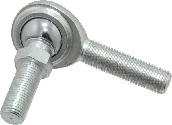 Made in USA - 3/8" ID, 1" Max OD, 5,100 Lb Max Static Cap, Male Spherical Rod End with Stud - 3/8-24 RH, Steel with Steel Raceway - Eagle Tool & Supply