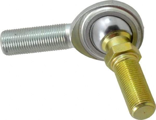 Made in USA - 5/8" ID, 1-1/2" Max OD, 9,813 Lb Max Static Cap, Male Spherical Rod End with Stud - 5/8-18 RH, Steel with Steel Raceway - Eagle Tool & Supply