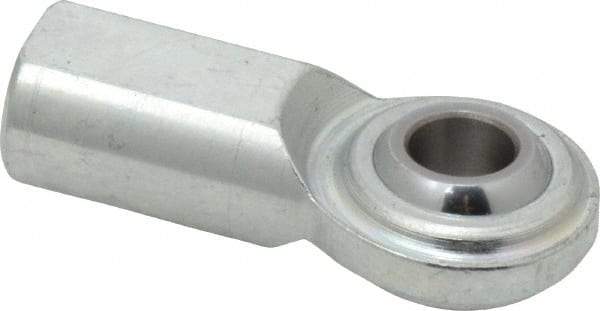 Made in USA - 3/8" ID, 1" Max OD, 5,100 Lb Max Static Cap, Plain Female Spherical Rod End - 3/8-24 RH, Steel with Steel Raceway - Eagle Tool & Supply