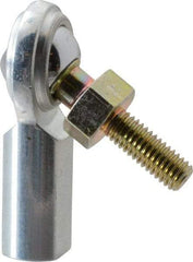 Made in USA - 3/16" ID, 5/8" Max OD, 1,210 Lb Max Static Cap, Female Spherical Rod End with Stud - 10-32 RH, Steel with Steel Raceway - Eagle Tool & Supply