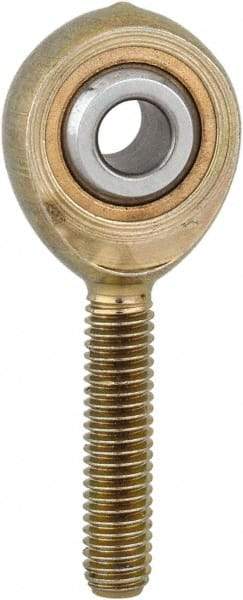 Made in USA - 3/16" ID, 5/8" Max OD, 1,174 Lb Max Static Cap, Plain Male Spherical Rod End - 10-32 RH, Steel with Bronze Raceway - Eagle Tool & Supply