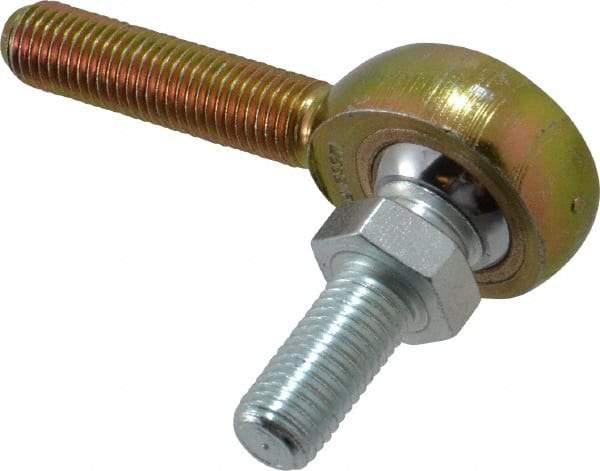 Made in USA - 5/16" ID, 7/8" Max OD, 2,796 Lb Max Static Cap, Male Spherical Rod End with Stud - 5/16-24 RH, Steel with Bronze Raceway - Eagle Tool & Supply