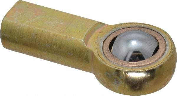 Made in USA - 3/16" ID, 5/8" Max OD, 1,624 Lb Max Static Cap, Plain Female Spherical Rod End - 10-32 RH, Steel with Bronze Raceway - Eagle Tool & Supply