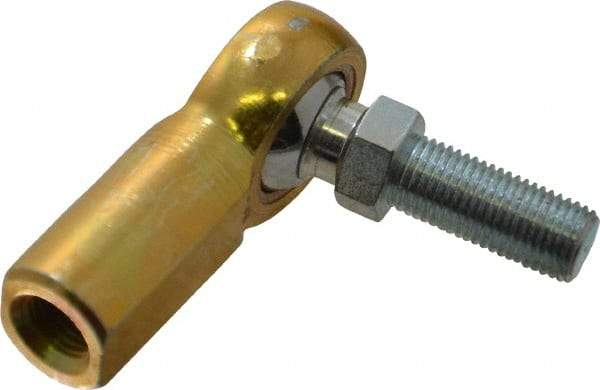 Made in USA - 3/8" ID, 1" Max OD, 3,950 Lb Max Static Cap, Female Spherical Rod End with Stud - 3/8-24 RH, Steel with Bronze Raceway - Eagle Tool & Supply