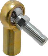 Made in USA - 7/16" ID, 1-1/8" Max OD, 4,300 Lb Max Static Cap, Female Spherical Rod End with Stud - 7/16-20 RH, Steel with Bronze Raceway - Eagle Tool & Supply