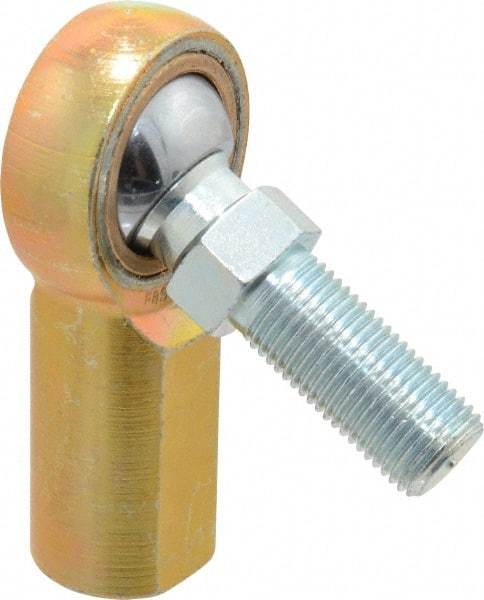 Made in USA - 1/2" ID, 1-5/16" Max OD, 6,700 Lb Max Static Cap, Female Spherical Rod End with Stud - 1/2-20 RH, Steel with Bronze Raceway - Eagle Tool & Supply