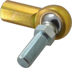 Made in USA - 3/4" ID, 1-3/4" Max OD, 11,550 Lb Max Static Cap, Female Spherical Rod End with Stud - 3/4-16 RH, Steel with Bronze Raceway - Eagle Tool & Supply