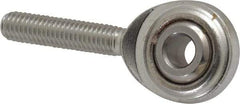 Made in USA - 3/16" ID, 5/8" Max OD, 912 Lb Max Static Cap, Plain Male Spherical Rod End - 10-32 RH, Stainless Steel with Stainless Steel Raceway - Eagle Tool & Supply