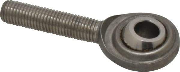 Made in USA - 5/16" ID, 7/8" Max OD, 2,050 Lb Max Static Cap, Plain Male Spherical Rod End - 5/16-24 RH, Stainless Steel with Stainless Steel Raceway - Eagle Tool & Supply