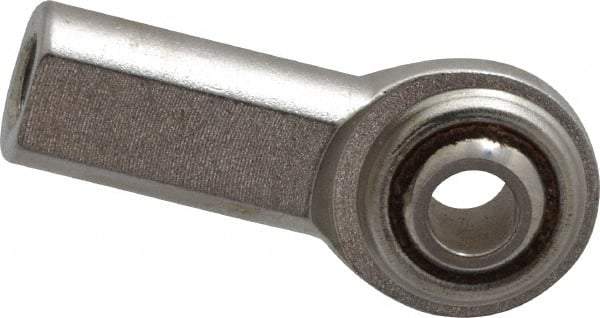 Made in USA - 1/4" ID, 3/4" Max OD, 1,380 Lb Max Static Cap, Plain Female Spherical Rod End - 1/4-28 RH, Stainless Steel with Stainless Steel Raceway - Eagle Tool & Supply