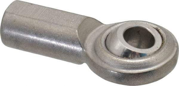 Made in USA - 5/16" ID, 7/8" Max OD, 2,100 Lb Max Static Cap, Plain Female Spherical Rod End - 5/16-24 RH, Stainless Steel with Stainless Steel Raceway - Eagle Tool & Supply