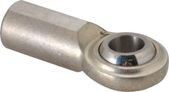 Made in USA - 3/4" ID, 1-3/4" Max OD, 7,520 Lb Max Static Cap, Plain Female Spherical Rod End - 3/4-16 RH, Stainless Steel with Stainless Steel Raceway - Eagle Tool & Supply