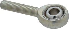 Made in USA - 5/16" ID, 7/8" Max OD, 7,639 Lb Max Static Cap, Plain Male Spherical Rod End - 5/16-24 RH, Alloy Steel with Steel Raceway - Eagle Tool & Supply