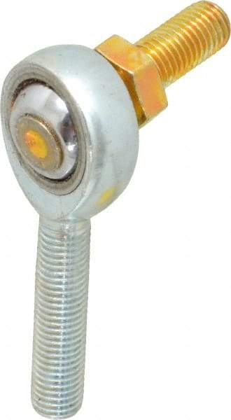 Made in USA - 5/16" ID, 7/8" Max OD, 7,639 Lb Max Static Cap, Male Spherical Rod End with Stud - 5/16-24 RH, Alloy Steel with Steel Raceway - Eagle Tool & Supply