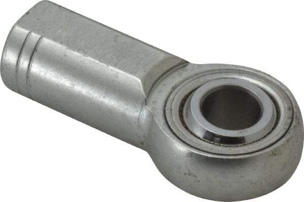 Made in USA - 1/2" ID, 1-5/16" Max OD, 15,340 Lb Max Static Cap, Plain Female Spherical Rod End - 1/2-20 RH, Alloy Steel with Steel Raceway - Eagle Tool & Supply