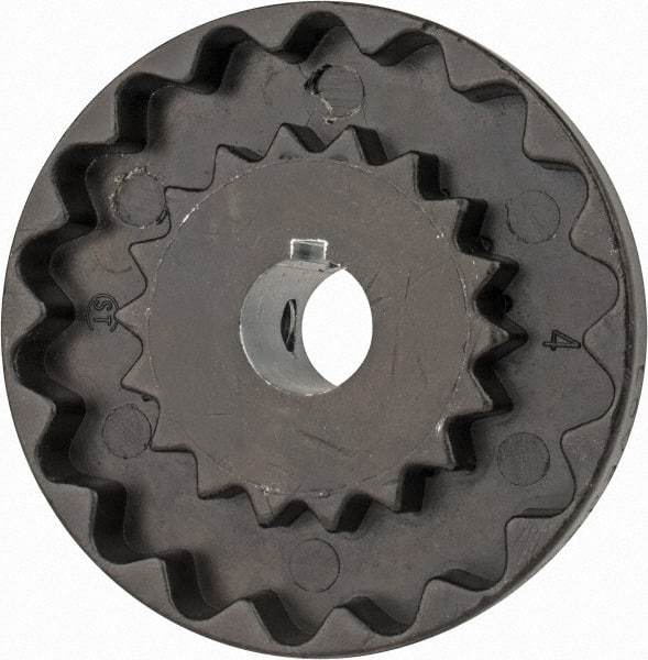 Lovejoy - 1/2" Max Bore Diam, 1/8" x 1/16" Keyway Width x Depth, Flexible Coupling Hub - 2.046" OD, 2.38" OAL, Cast Iron - Eagle Tool & Supply