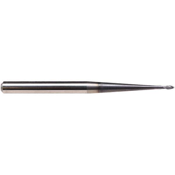 Emuge - 1/2" Diam, 3/8" LOC, 2 Flute Solid Carbide Ball End Mill - TiAlN Finish, Single End, 6" OAL, 1/2" Shank Diam, Ball Flute - Eagle Tool & Supply